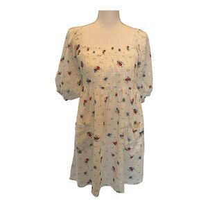 Billabong X Wrangler Forget Me Not smocked eyelet babydoll dress